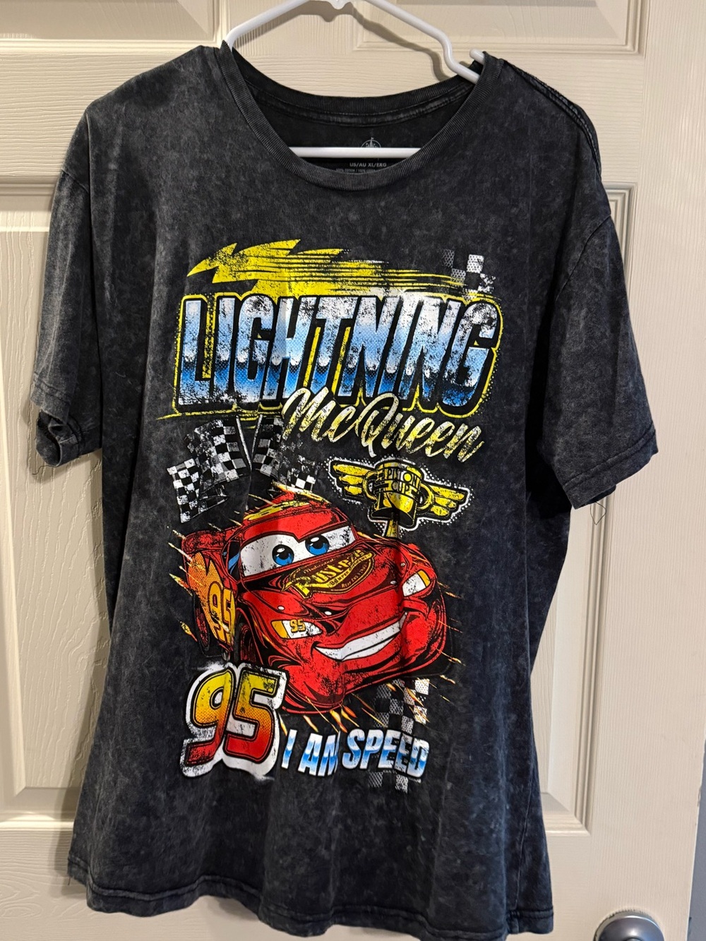 Disney Lightning McQueen Graphic Black Tee with Red & Yellow Accents